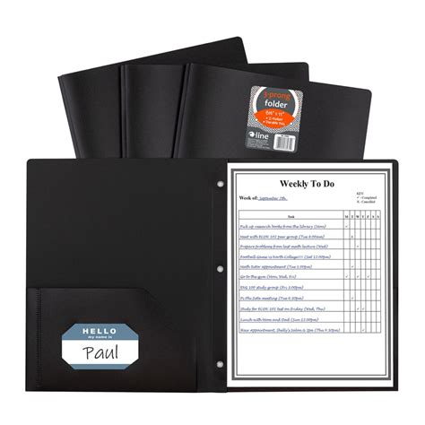Two Pocket Heavyweight Poly Portfolio Folder With Prongs Black 1 Each