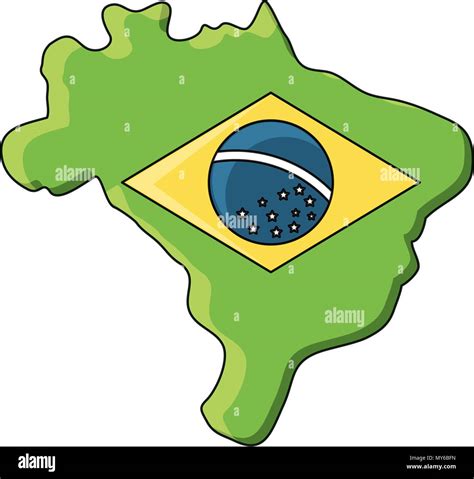Brazil Map With Brazilian Flag Design Over White Background Vector