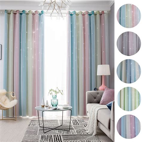 Design your everyday with kids blackout curtains you'll love. Eyelet Gradient 2 Layer Blackout Curtains + Mesh Starry ...