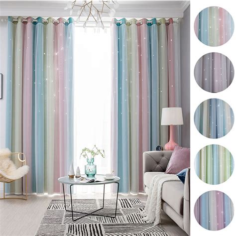 Maybe you would like to learn more about one of these? Eyelet Gradient 2 Layer Blackout Curtains + Mesh Starry ...