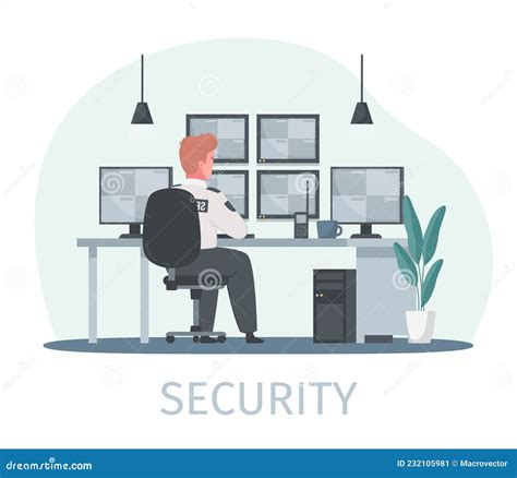 Security Guard Cartoon Composition Stock Vector Illustration Of