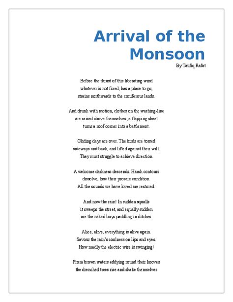 Doc Arrival Of The Monsoon By Taufiq Rafat Ayesha Tariq