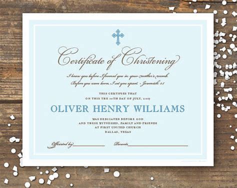 A great memento for a baptism is a certificate that lists the name, date and time. Christening or Baptism Certificate Keepsake Printable ...