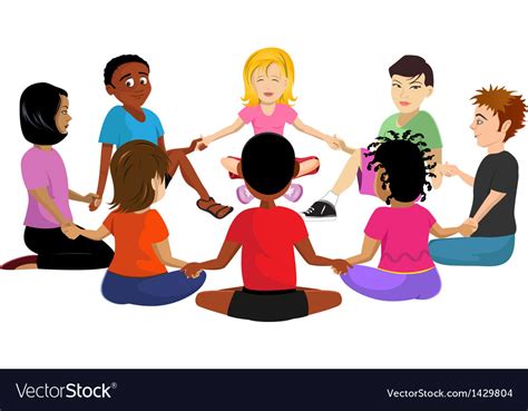 Kids Sitting In A Circle Royalty Free Vector Image