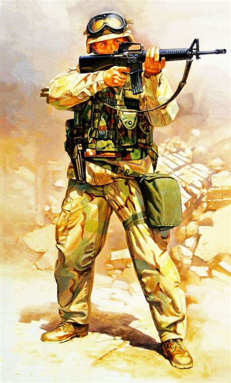 Us Trooper In Iraq Operation Desert Storm Military Illustration