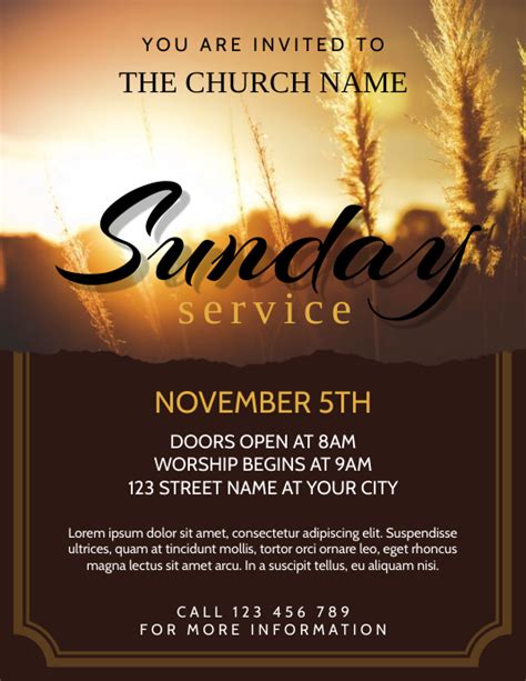 Sunday Worship Service Church Event Flyer Template Postermywall