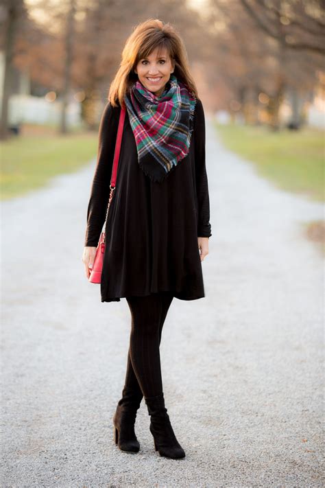 How To Style A Swing Dress Cyndi Spivey Swing Dresses Outfit Winter Dress Outfits Black