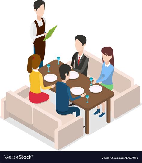 In Restaurant Waiter With Notebook Taking Order Vector Image
