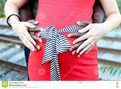 Pregnant Mixed Race Couple In Love Stock Image Image Of