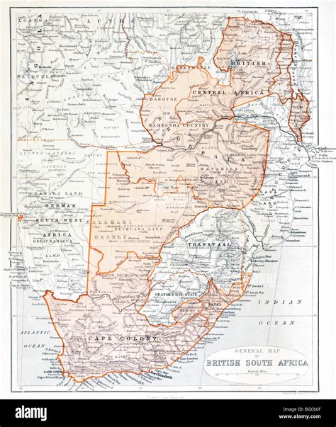 General Map Of British South Africa Stock Photo Alamy