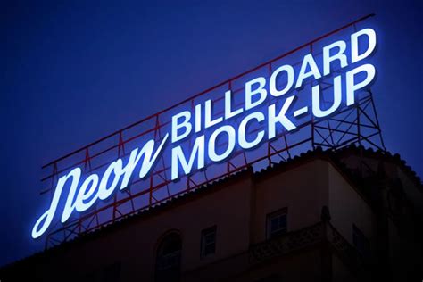Download This Free Electric Neon Sign Billboard Mockup Designhooks
