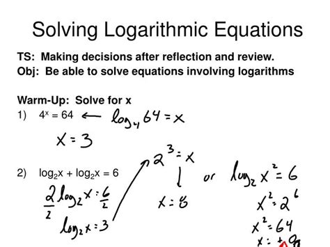 ppt solving logarithmic equations powerpoint presentation free download id 6581779