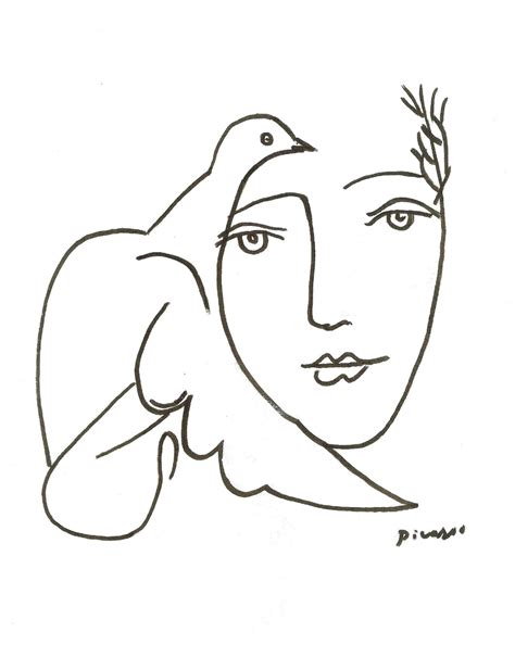 Picassos Girl Sketch Dove Bird Sketch Flower Painting Etsy Cocteau