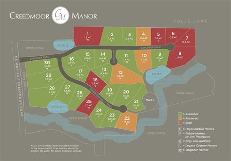 Creedmoor Partners Sitemap Showing Available Custom Home Lots On The 60