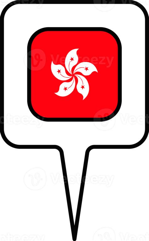 Hong Kong Flag Map Pointer Icon Square Design 22121115 Png