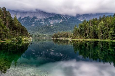 Photography Landscape Nature Overcast Lake Reflection Forest Mountains