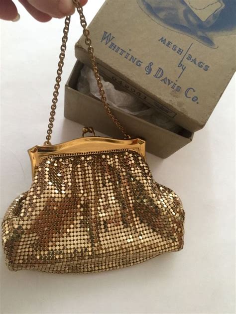 Vintage 40s Whiting And Davis Evening Bag 1940s Gold Mesh Handbag