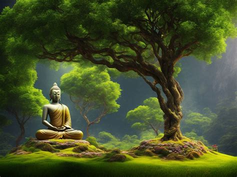 High Guanaco534 Buddha Meditating Under The Bodhi Tree Near The Base