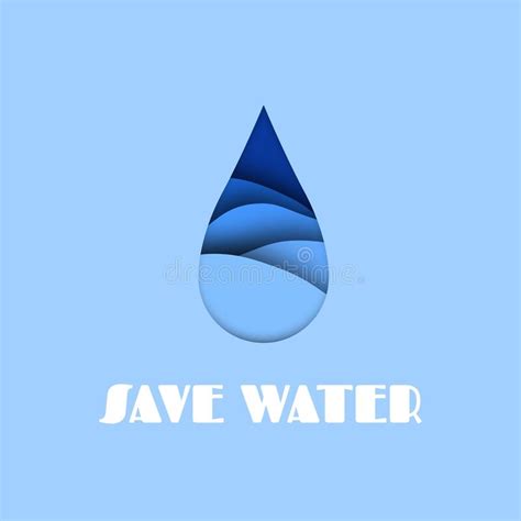 Water Drop Aqua Paper Cut Effect Save Sea And Ocean Concept Falling