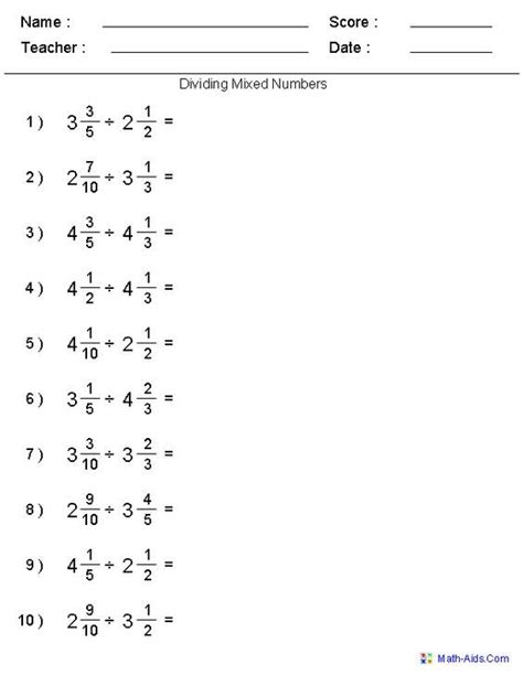This blog is for exchanging ideas for new math worksheets to be used in the working with fractions involves many detailed steps to complete even basic fraction addition and. Dividing Mixed Numbers Fractions Worksheets ...