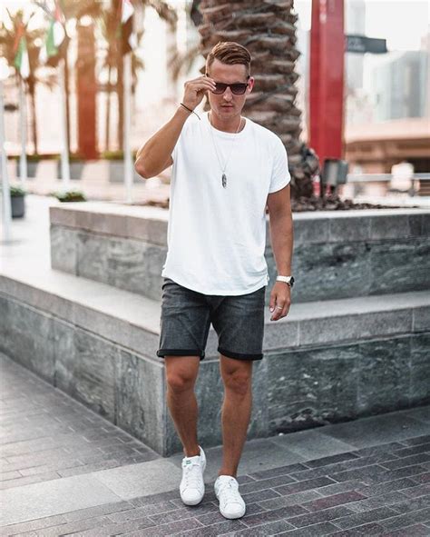 How To Style Your Shorts With T Shirt To Look Sharp Mens Casual Outfits Mens Summer Outfits