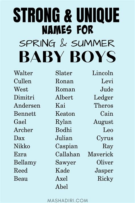Cute Handsome Unique Baby Boy Names For Spring And Summer Babies In
