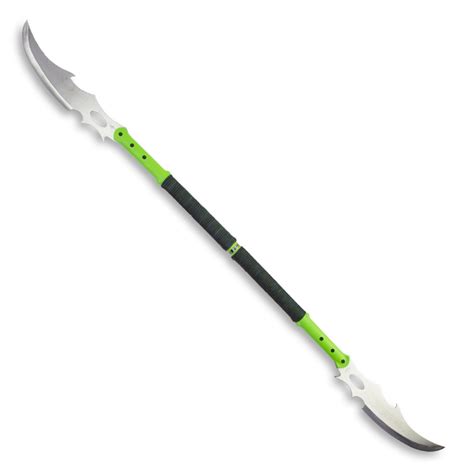 Detachable Double Blade Slasher Green Fantasy Naginata Double Sword