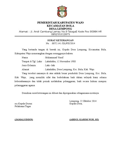 Diatas merupakan salah satu contoh dari kop surat untuk pemerintah kabupaten. Kop Surat Kepala Desa - Contoh Kop Surat