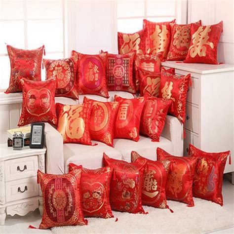 A throw pillow with a zipper makes it easy to wash the cover by removing the pillow form stuffing. Embroidered Chinese Cushion Cover New Year Valentine's Day Wedding Gifts Decorative Pillows Home ...