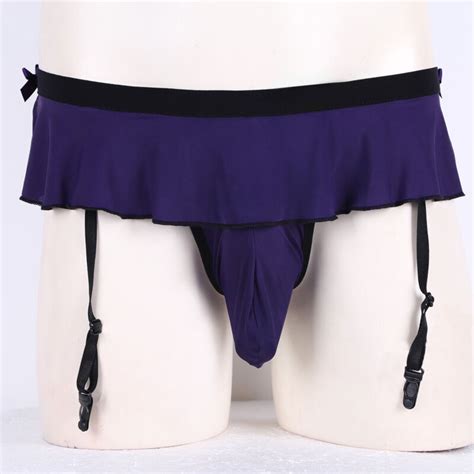 us men exotic intimate thong girly skirt garter jock underwear with bulge pouch ebay