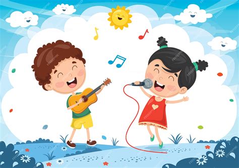 Premium Vector Vector Illustration Of Kids Playing Music And Singing