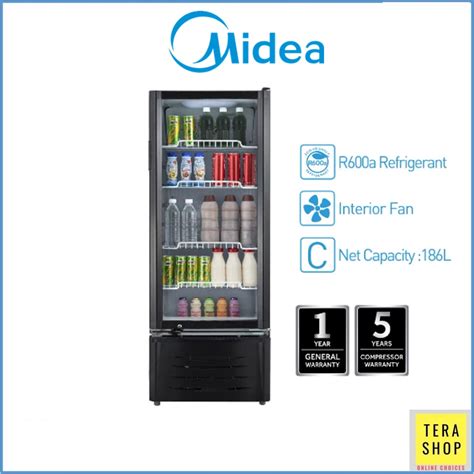 Midea Msc 186be Chiller Showcase 186l Hollow Tempered Glass Shopee Malaysia