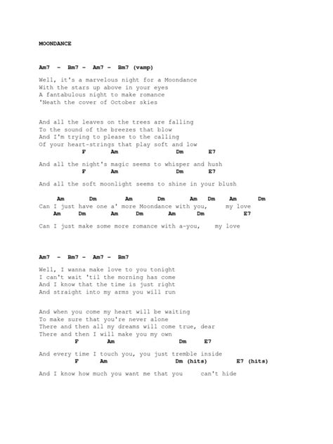 Moondance Chords And Lyrics Recorded Music Songs Free 30 Day