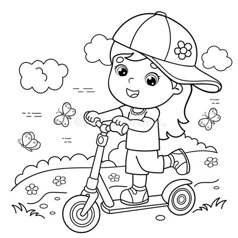 You can zip around town and park in. Coloring Page Outline Of Cartoon Girl On The Scooter ...