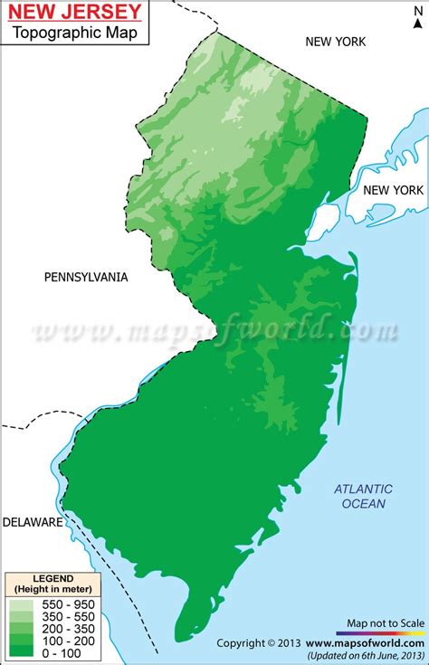 New Jersey Topographic Map Tourist Map Of English
