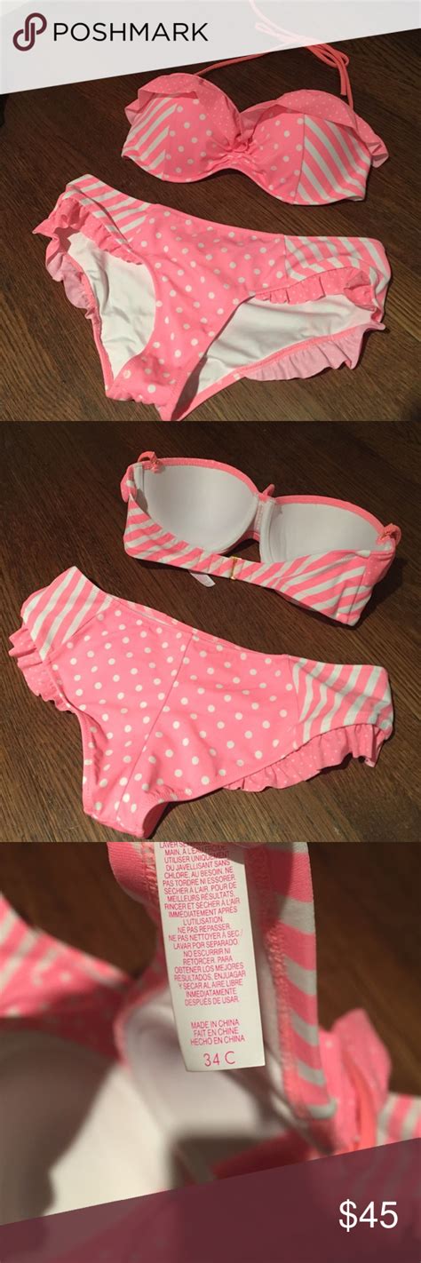 Pink Polka Dot Victoria S Secret Bikini Set 34C S Pink Polka Dots