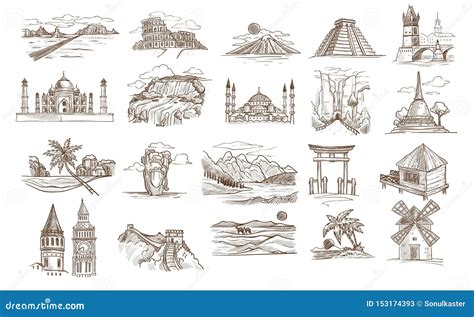 World Sights And Famous Landmarks Isolated Buildings Or Landscapes