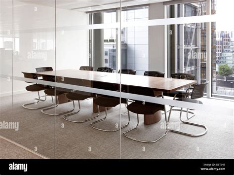 Glass Walled Meeting Room Plate Glass City View Stock Photo Alamy