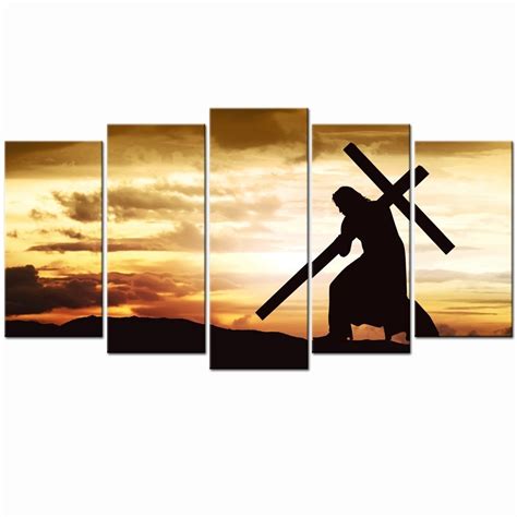 Christian Cross Sunset Painting Canvas Wall Art Dropshipping