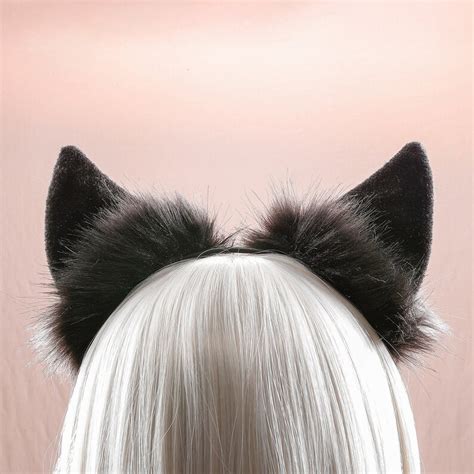 3 Luxury Black Wolf Ears Headbandhair Clipsblack Etsy