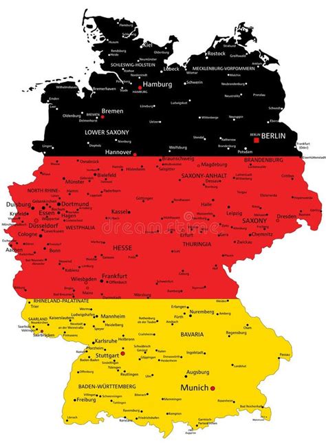 Niemcy Bardzo Szczegółowa Edytowana Mapa Polityczna Z Oddzielnymi