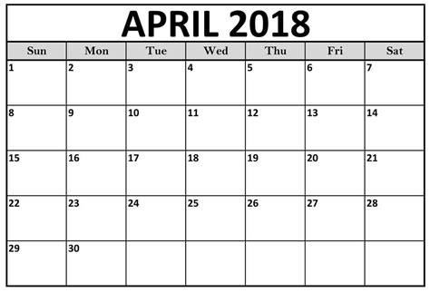2018 Calendar April May