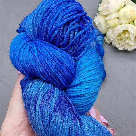 Hand Dyed Yarn Hand Dyed Wool 100 Merino Wool Yarn In Blue Etsy