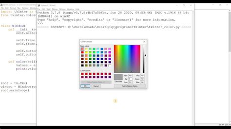 Tkinter Tutorial Picking A Color With The Tkinter Color Chooser Youtube