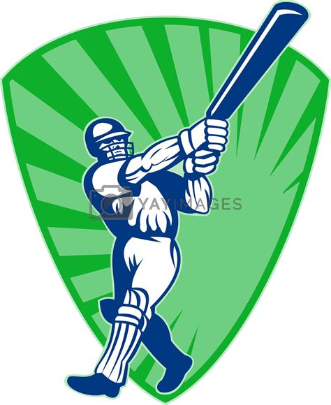 Cricket Sports Batsman Batting By Patrimonio Vectors And Illustrations