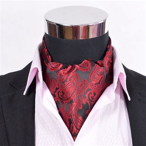 Paisley Satin Cravat Hot Sale Luxury Men Red Silk Cravat Big Size All