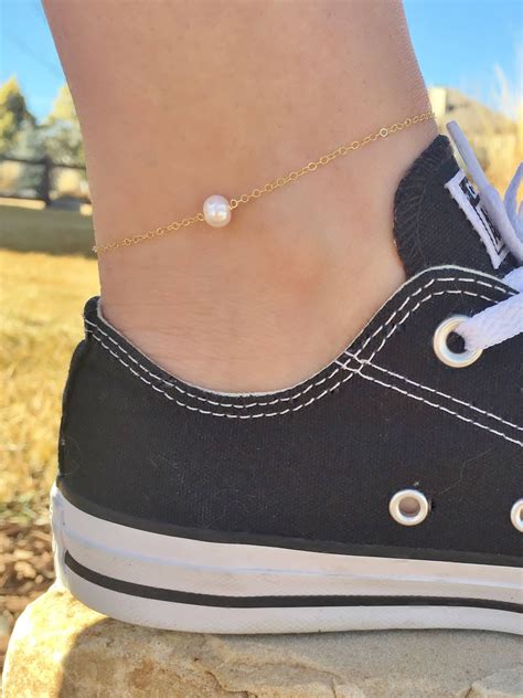 Pearl Anklet Silver Or Gold Pearl Ankle Bracelet Pearl Jewelry Dainty