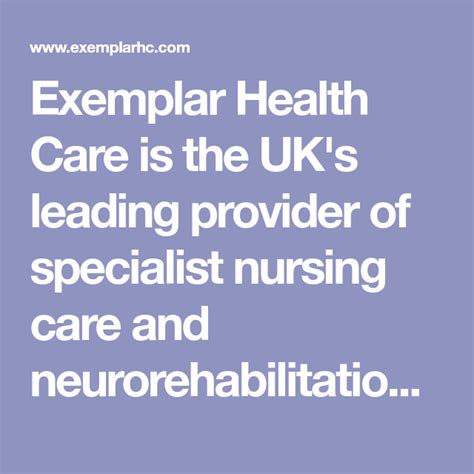 N identify n recount examples of healing relationships n include examples of expert coaching of a patient in a. Exemplar Health Care is the UK's leading provider of ...