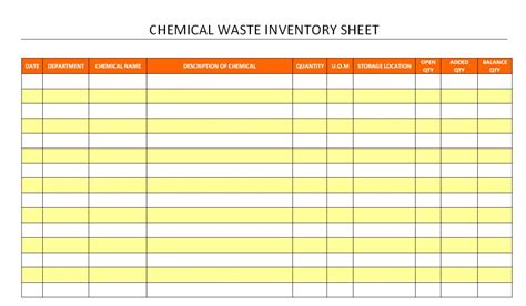 Editable Chemical Inventory Spreadsheet Template Word In