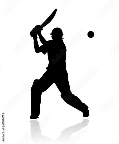 Cricket Player In Action Silhouette Stock Image And Royalty Free